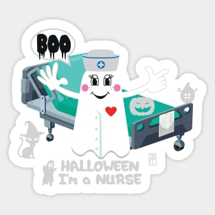 BOO Nurse dressed as a GHOST - cute Halloween Sticker